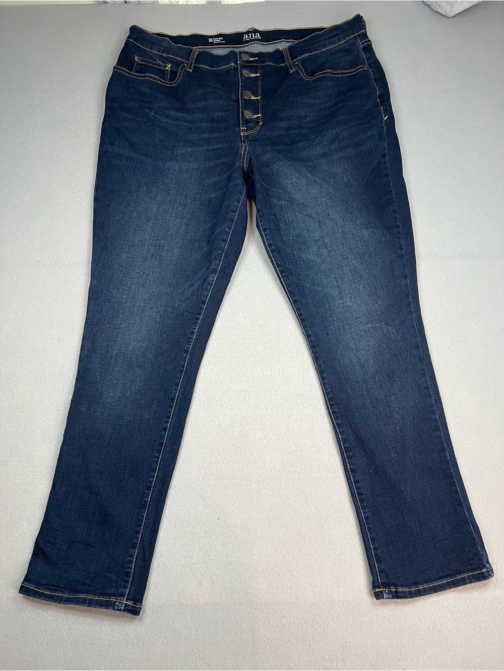 ana a new approach Womens Sz 18 High Rise Skinny Jeans Button Fly Dark Wash